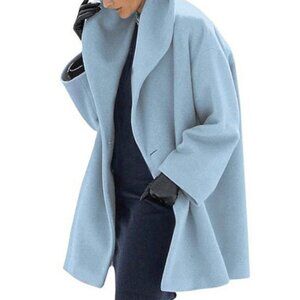 Women's Faux Wool Sky Blue Trench Pea Coat Size 2X, NWOT